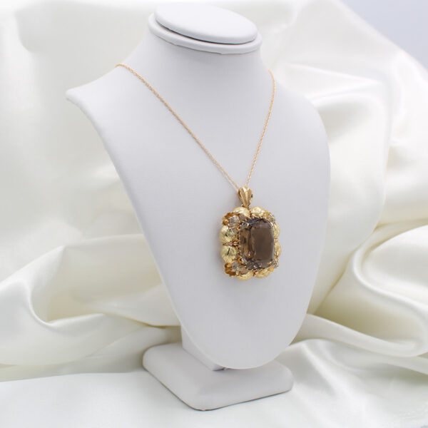 "Blooming Ember" Vintage Smoky Quartz Pendant - Image 3