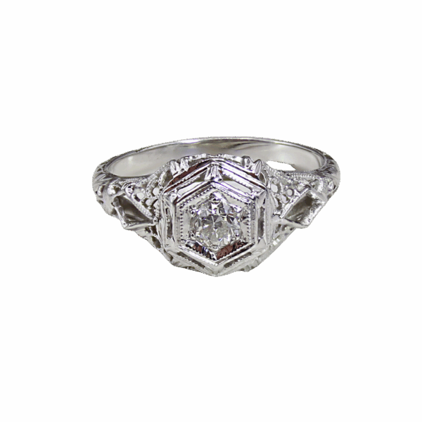 Art Deco Diamond Filigree Ring