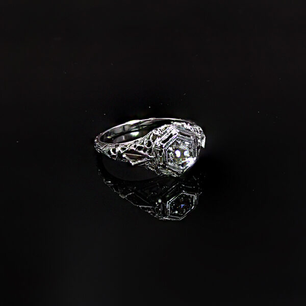 Art Deco Diamond Filigree Ring - Image 4