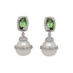 DABAKAROV Pearl and Green Tourmaline Earrings