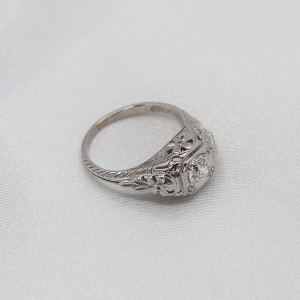 "Floral Filigree" Edwardian Diamond Ring - Image 2