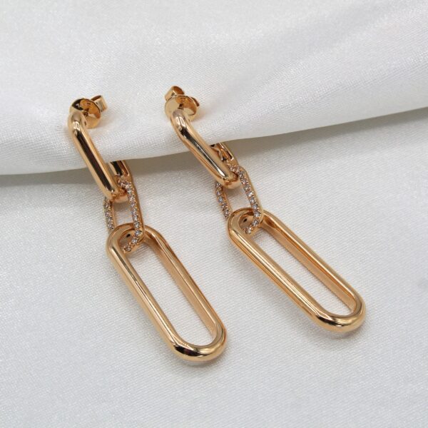 "Modern Minimalist" Diamond Paperclip Earrings - Image 2