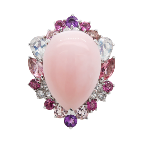 "Mixed Berry" Estate Pink Opal and Tourmaline Ring