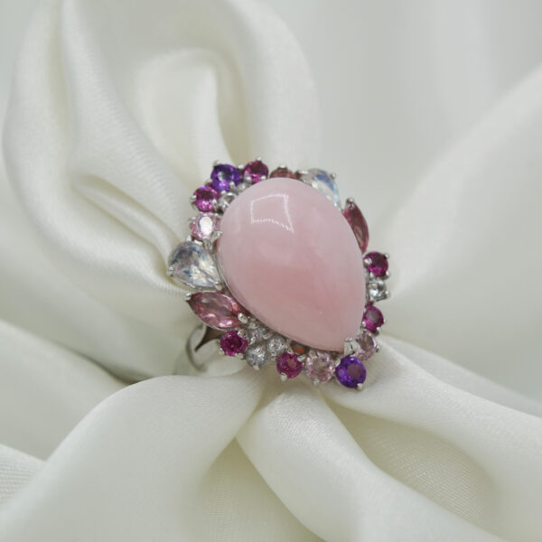 "Mixed Berry" Estate Pink Opal and Tourmaline Ring - Image 2