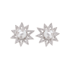 DABAKAROV Pearl and Diamond Star Earrings