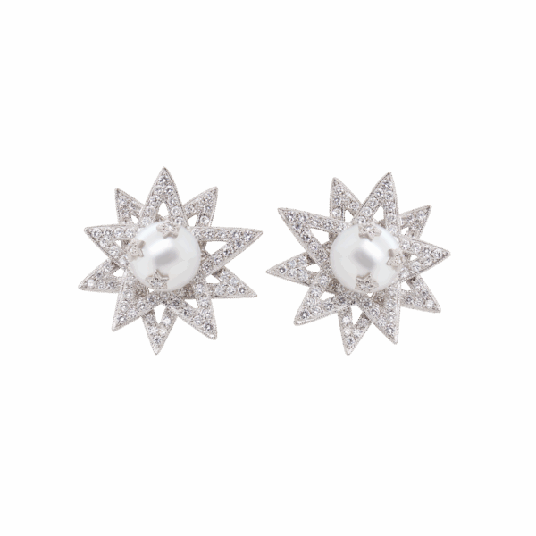 DABAKAROV Pearl and Diamond Star Earrings