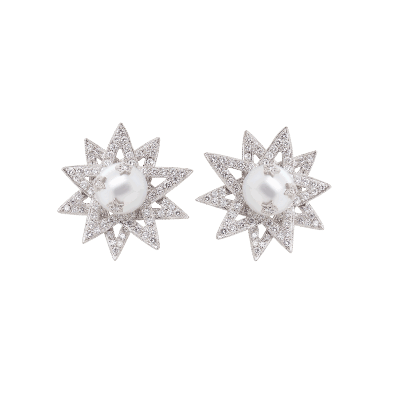 DABAKAROV Pearl and Diamond Star Earrings
