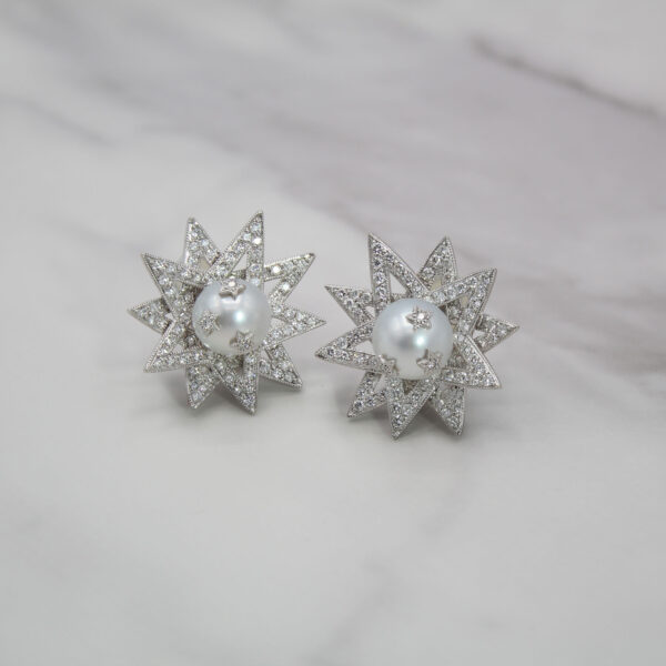 DABAKAROV Pearl and Diamond Star Earrings - Image 2
