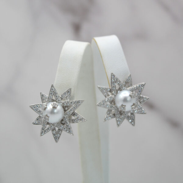 DABAKAROV Pearl and Diamond Star Earrings - Image 3