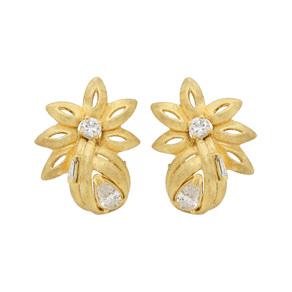 "Golden Florals" Vintage Diamond Earrings