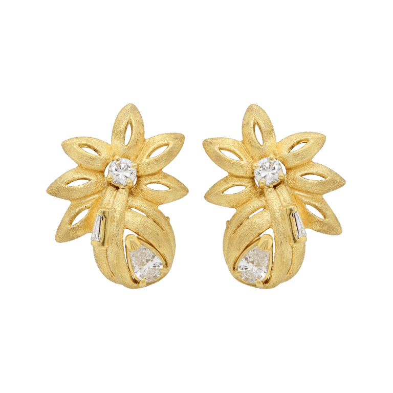 "Golden Florals" Vintage Diamond Earrings