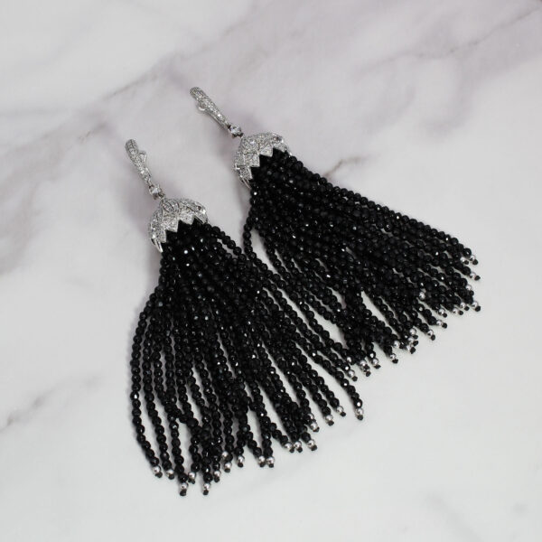"Tassels" Vintage Onyx Earrings - Image 2