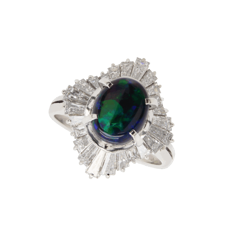 "Galaxy" Estate Black Opal Ring