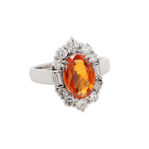 "Clementine" Estate Orange Sapphire Ring