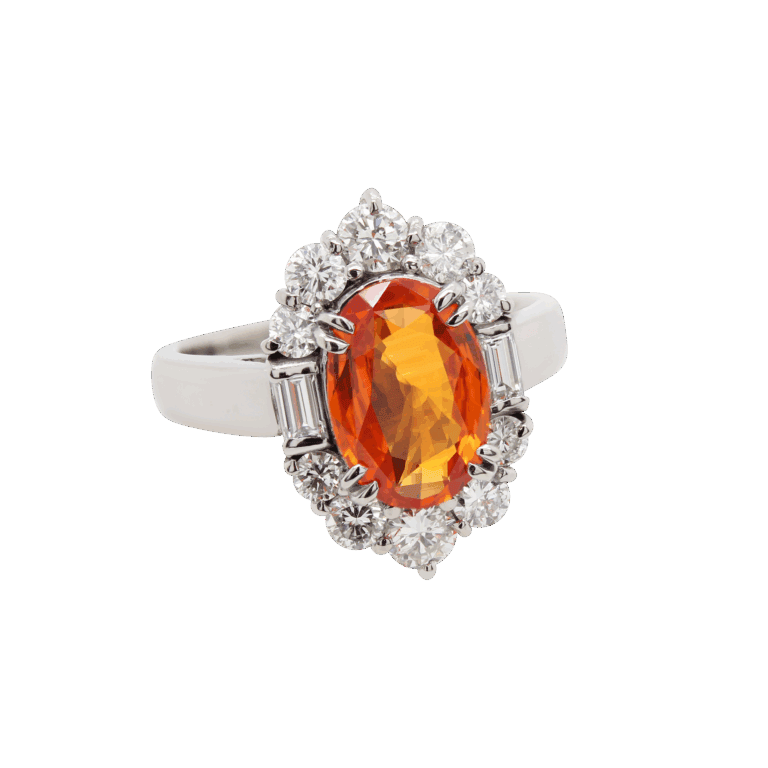 "Clementine" Estate Orange Sapphire Ring