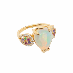 "Celestial Embrace" Opal Multicolored Sapphire Ring