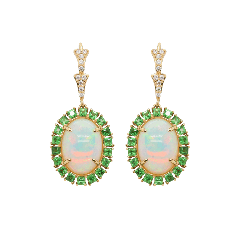 "Meadows" Opal and Tsavorite Earrings