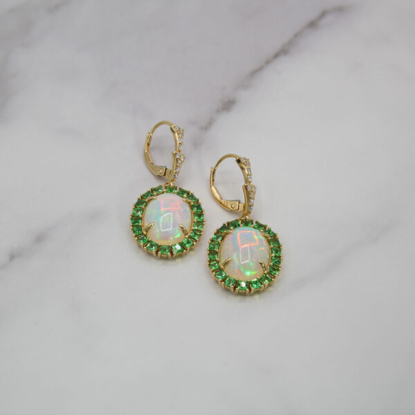 "Meadows" Opal and Tsavorite Earrings - Image 2