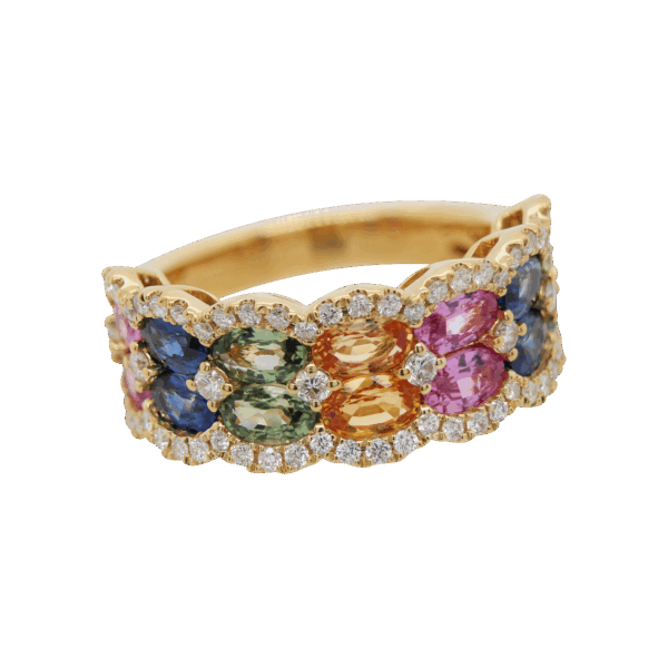 "Double Rainbow" Multicolored Sapphire Band