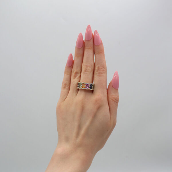 "Double Rainbow" Multicolored Sapphire Band - Image 3