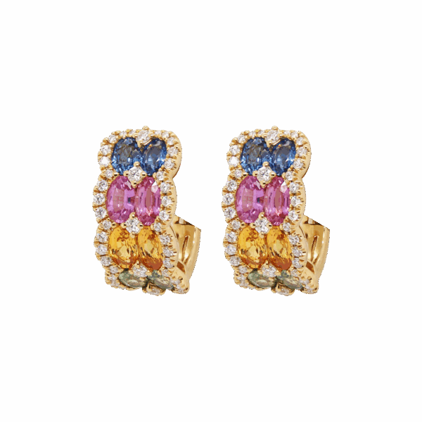 "Double Rainbow" Multicolored Sapphire Earrings