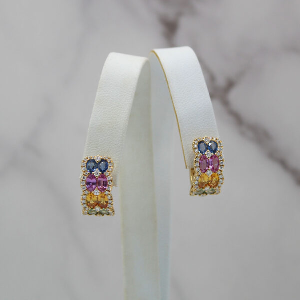"Double Rainbow" Multicolored Sapphire Earrings - Image 3