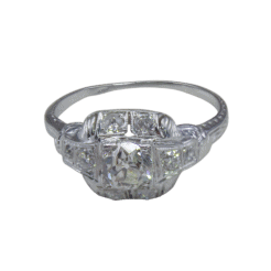 Old European Cut Diamond Art Deco Engagement Ring in Platinum