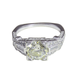 Old Mine Cut Diamond Art Deco Engagement Ring in White Gold