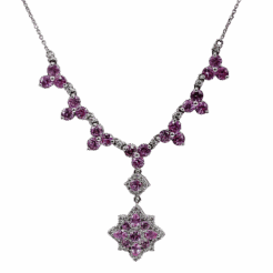 Twilight Blossom Pink Sapphire and Diamond Necklace