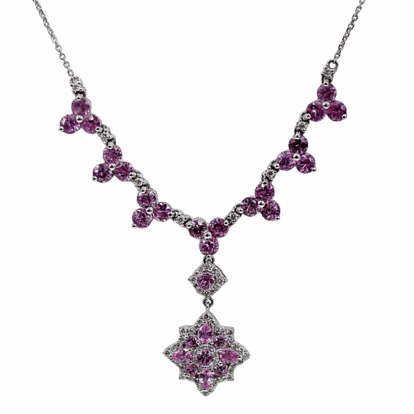 Twilight Blossom Pink Sapphire and Diamond Necklace