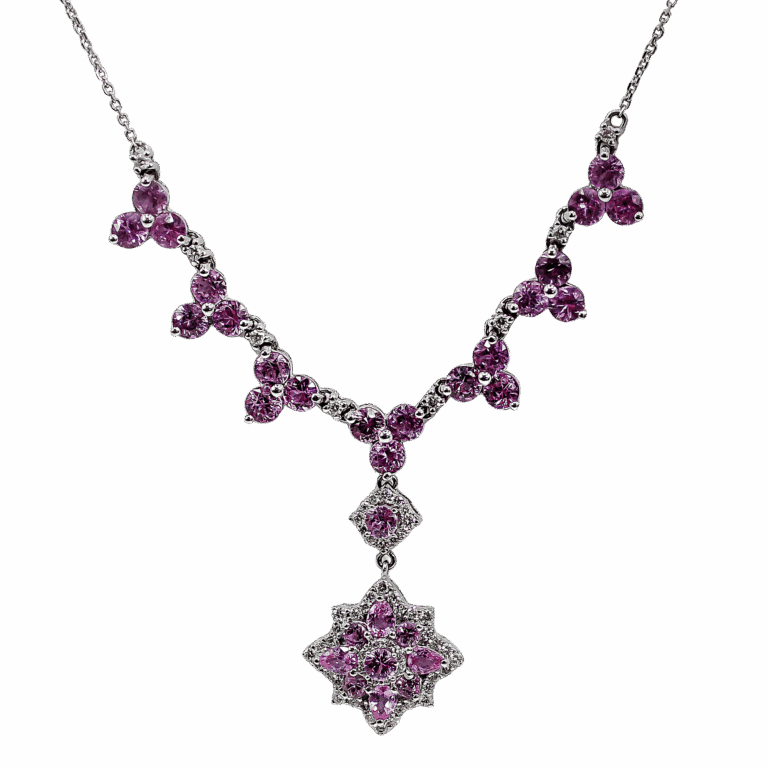 Twilight Blossom Pink Sapphire and Diamond Necklace