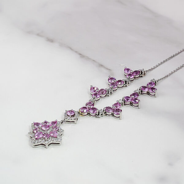 Twilight Blossom Pink Sapphire and Diamond Necklace - Image 2