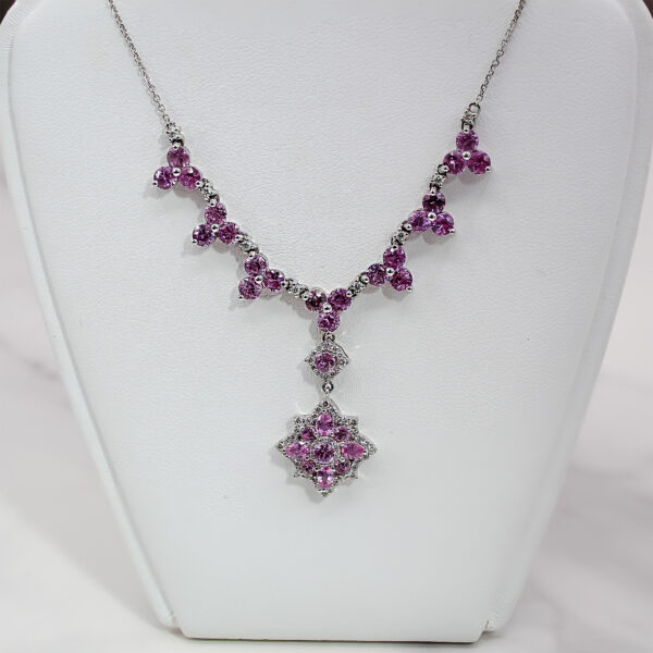Twilight Blossom Pink Sapphire and Diamond Necklace - Image 4
