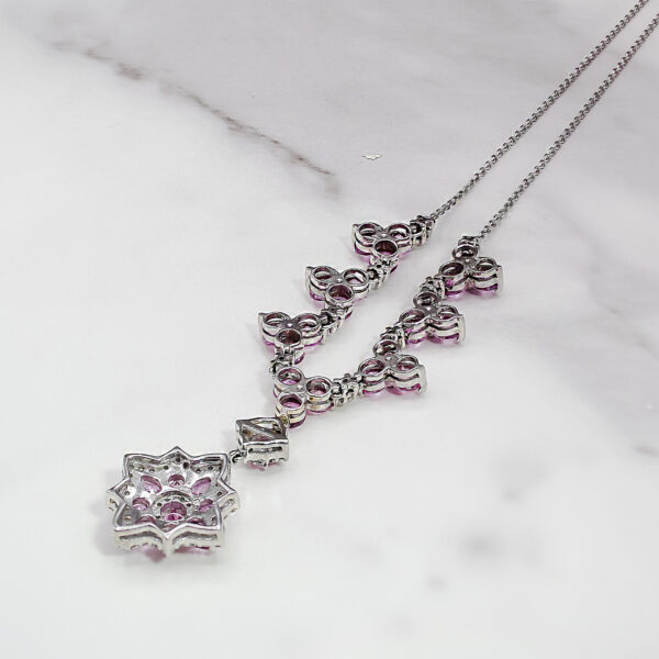 Twilight Blossom Pink Sapphire and Diamond Necklace - Image 3