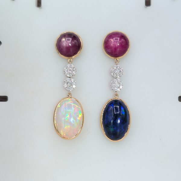 "Cosmic" Cabochon Drop Earrings - Image 3