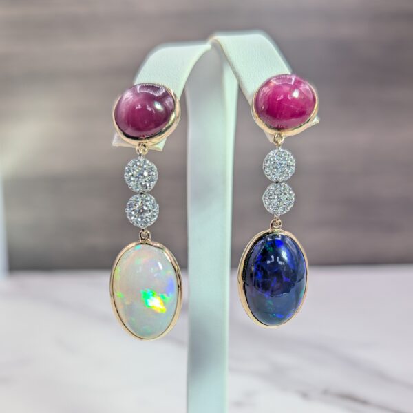 "Cosmic" Cabochon Drop Earrings - Image 4