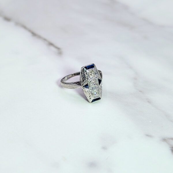 "Elysian" Art Deco Sapphire & Diamond Ring - Image 2