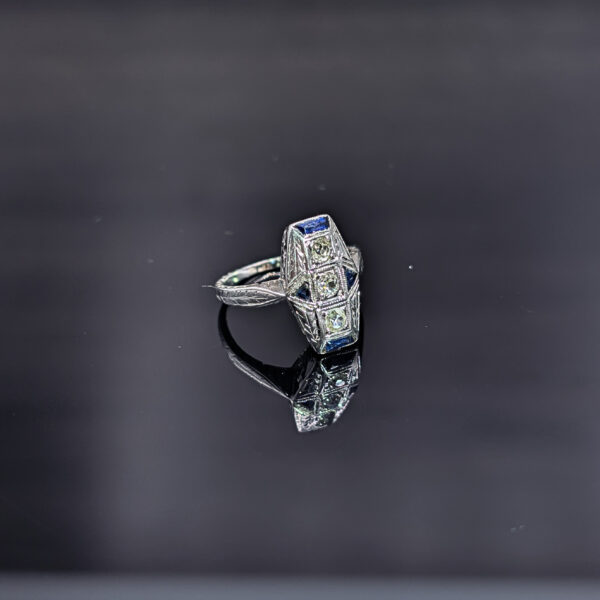 "Elysian" Art Deco Sapphire & Diamond Ring - Image 4