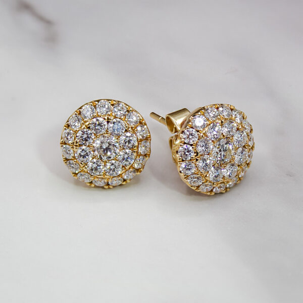 Golden Starburst Diamond Stud Earrings - Image 2