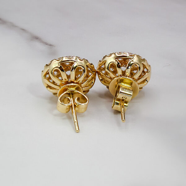 Golden Starburst Diamond Stud Earrings - Image 3