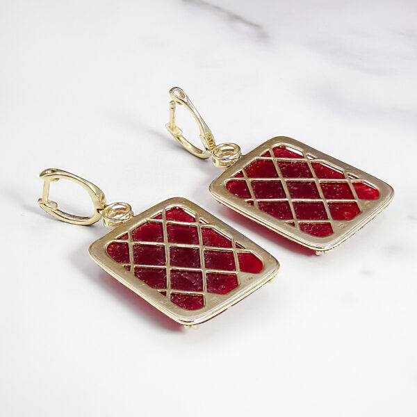 DABAKAROV Carved Ruby Agate & Black Diamond Dangle Earrings - Image 3