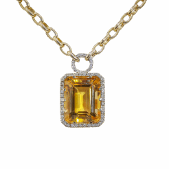 "Golden Hour" Citrine and Diamond Pendant Necklace