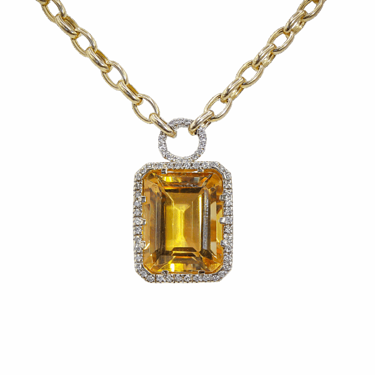 "Golden Hour" Citrine and Diamond Pendant Necklace