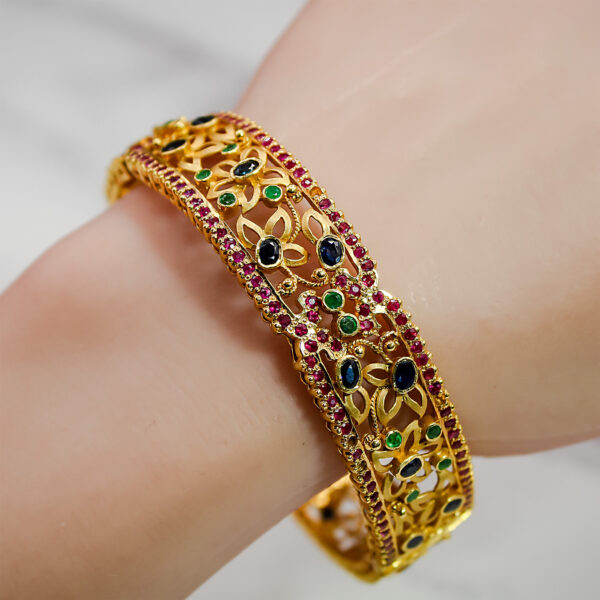 "Royal Bloom" Gemstone Bangle - Image 4