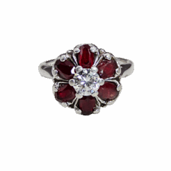 "Vintage Bloom" Garnet & Diamond Ring