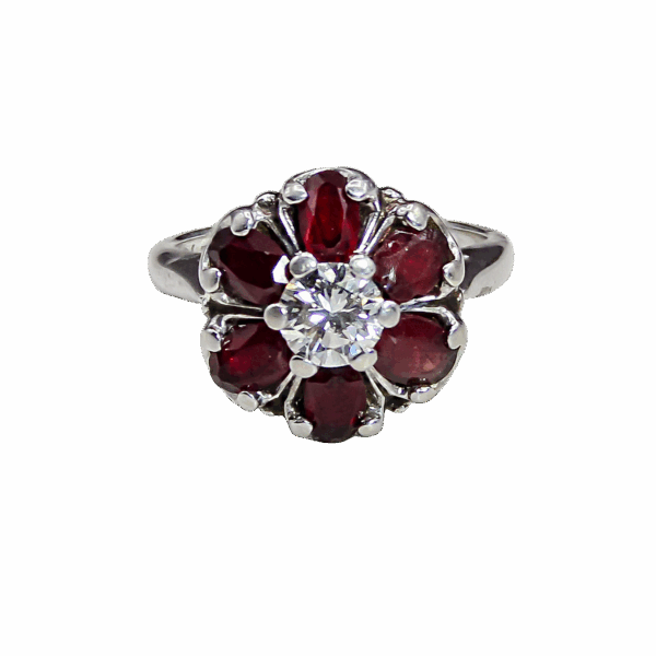 "Vintage Bloom" Garnet & Diamond Ring