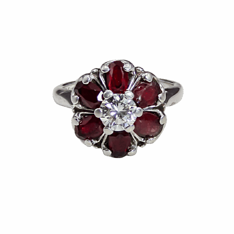 "Vintage Bloom" Garnet & Diamond Ring