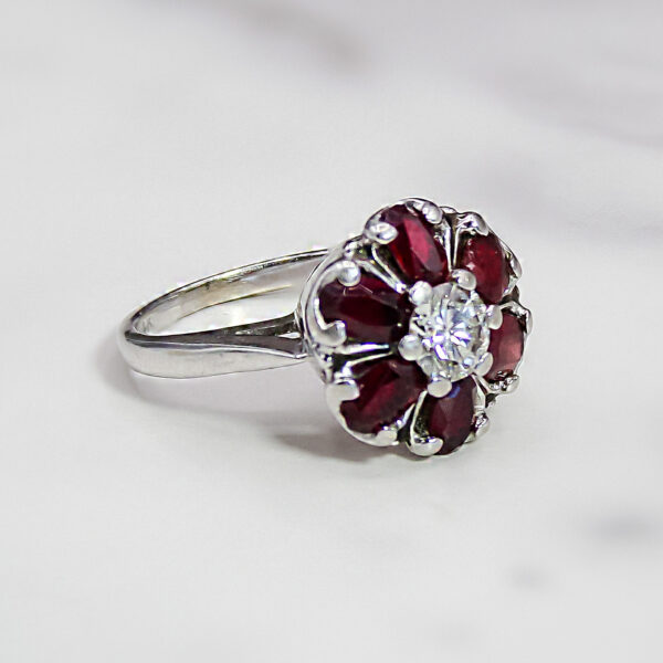 "Vintage Bloom" Garnet & Diamond Ring - Image 2