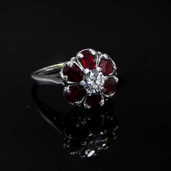 "Vintage Bloom" Garnet & Diamond Ring - Image 4