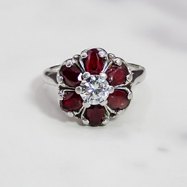 "Vintage Bloom" Garnet & Diamond Ring - Image 5
